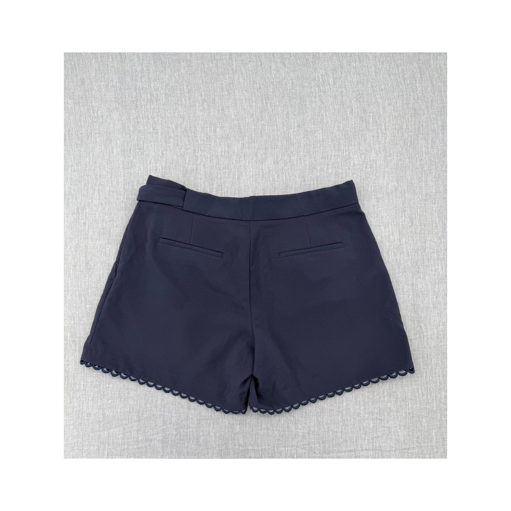 Banana Republic Navy Blue Scalloped Hem Tie Waist Pleated Shorts Size 10 NEW - Picture 7 of 7